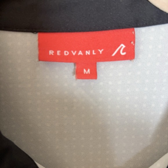 Redvanly Polo Shirt Mens Sz M Black Micro Square Performance Stretch Golf LOGO - Picture 5 of 8